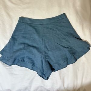 linen shorts. blue-grey color.